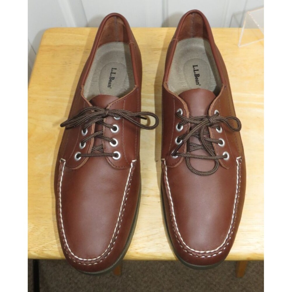 LL Bean Blucher Handsewn Moc Men's Leather Moccasin Boat Nautical Loafers, 13 D - Picture 2 of 7